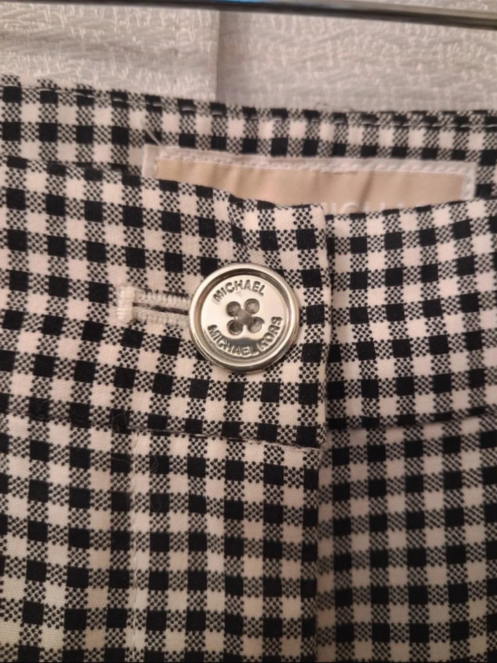 Michael Kors Black & White Gingham Ankle Pants